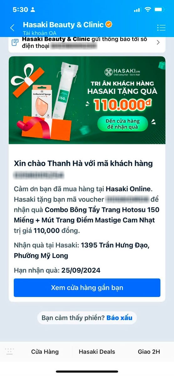 Hướng Dẫn Nhận Quà Tặng Tri Ân Khách Hàng Từ Hasaki