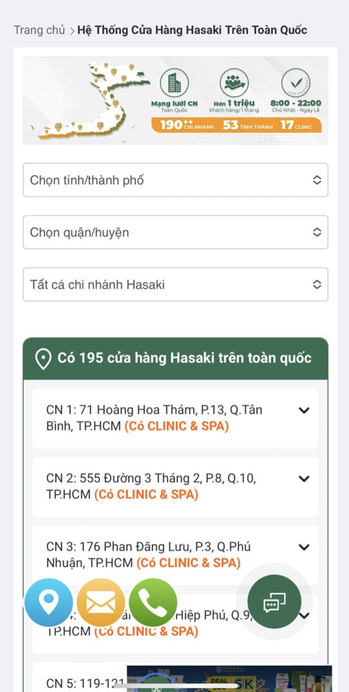 Hệ Thống Cửa Hàng Hasaki Trên Toàn Quốc