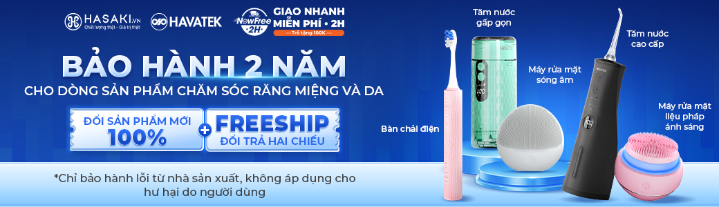Havatek Bảo h&agrave;nh 1 đổi 1 trong 2 năm cho d&ograve;ng sản phẩm chăm s&oacute;c răng miệng v&agrave; da