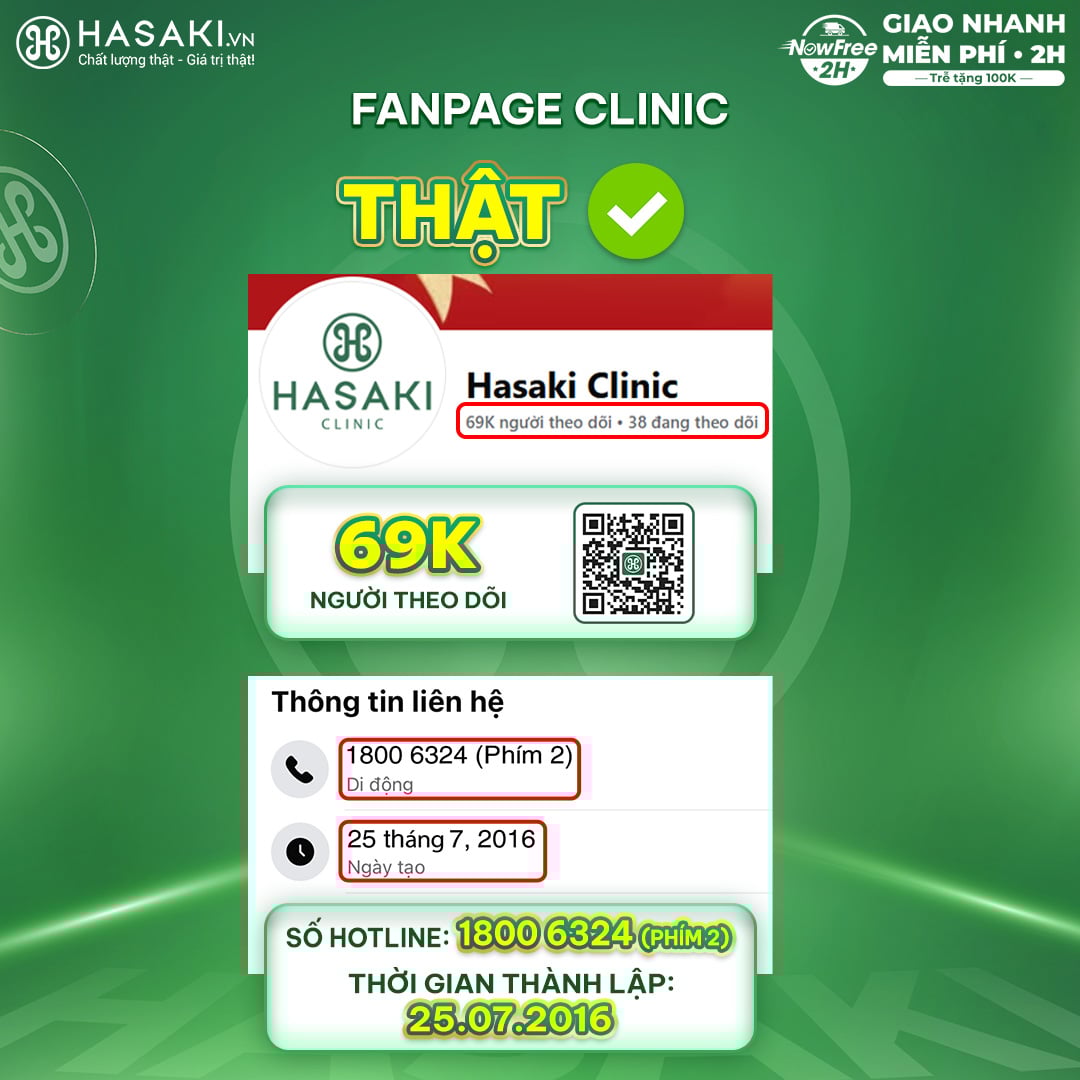 Ph&acirc;n biệt Fanpage Hasaki Clinic Thật - Giả