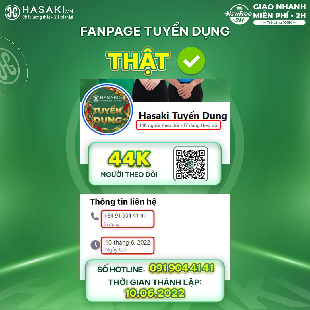 Ph&acirc;n biệt Fanpage Hasaki Tuyển Dụng Thật - Giả