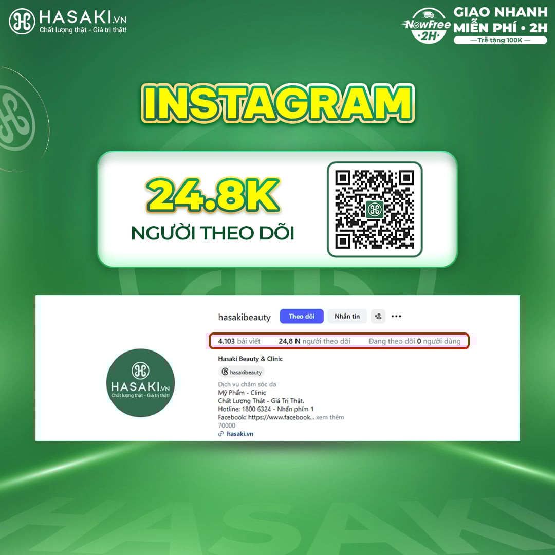 T&agrave;i Khoản Instagram Hasaki Ch&iacute;nh Thức