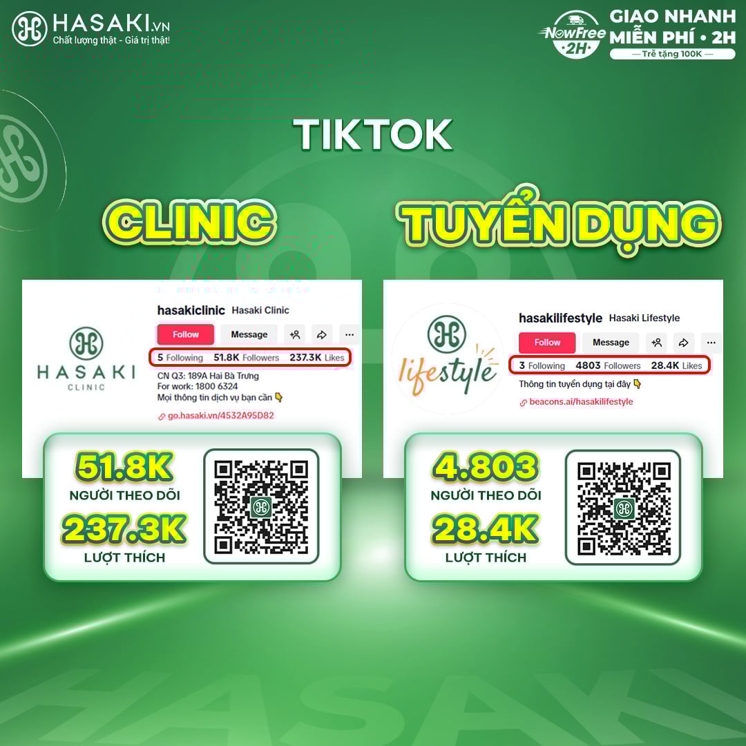 T&agrave;i khoản TikTok Hasaki Clinic ch&iacute;nh thức